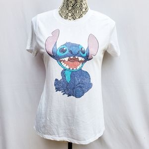 Disney stitch white high low t shirt womens small